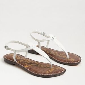 San Edelman Women's Gigi Thong Bright White Leather Sandal Size 8